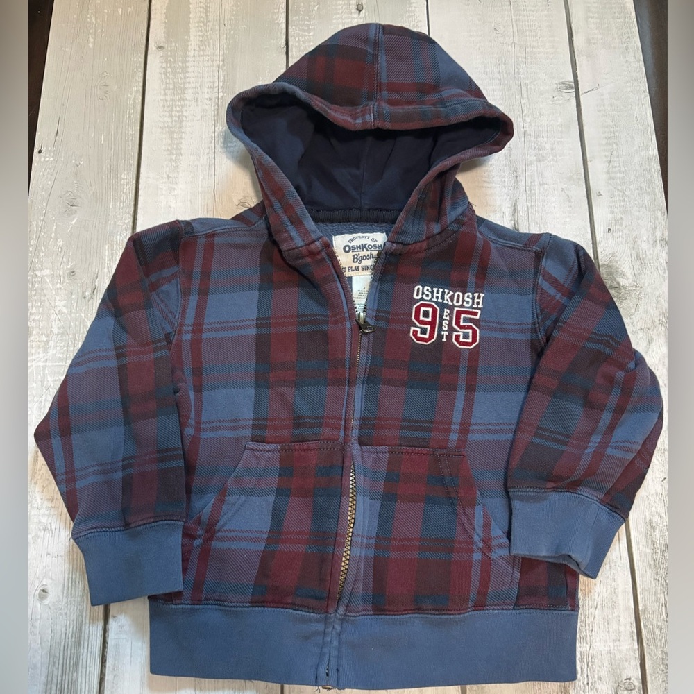 5/$25 OshKosh B'gosh Kids Hoodie - Blue and Red Plaid